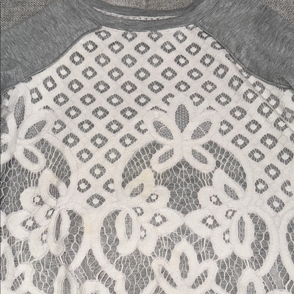 Gray and White Kids Lace Top sweater - Picture 2 of 7